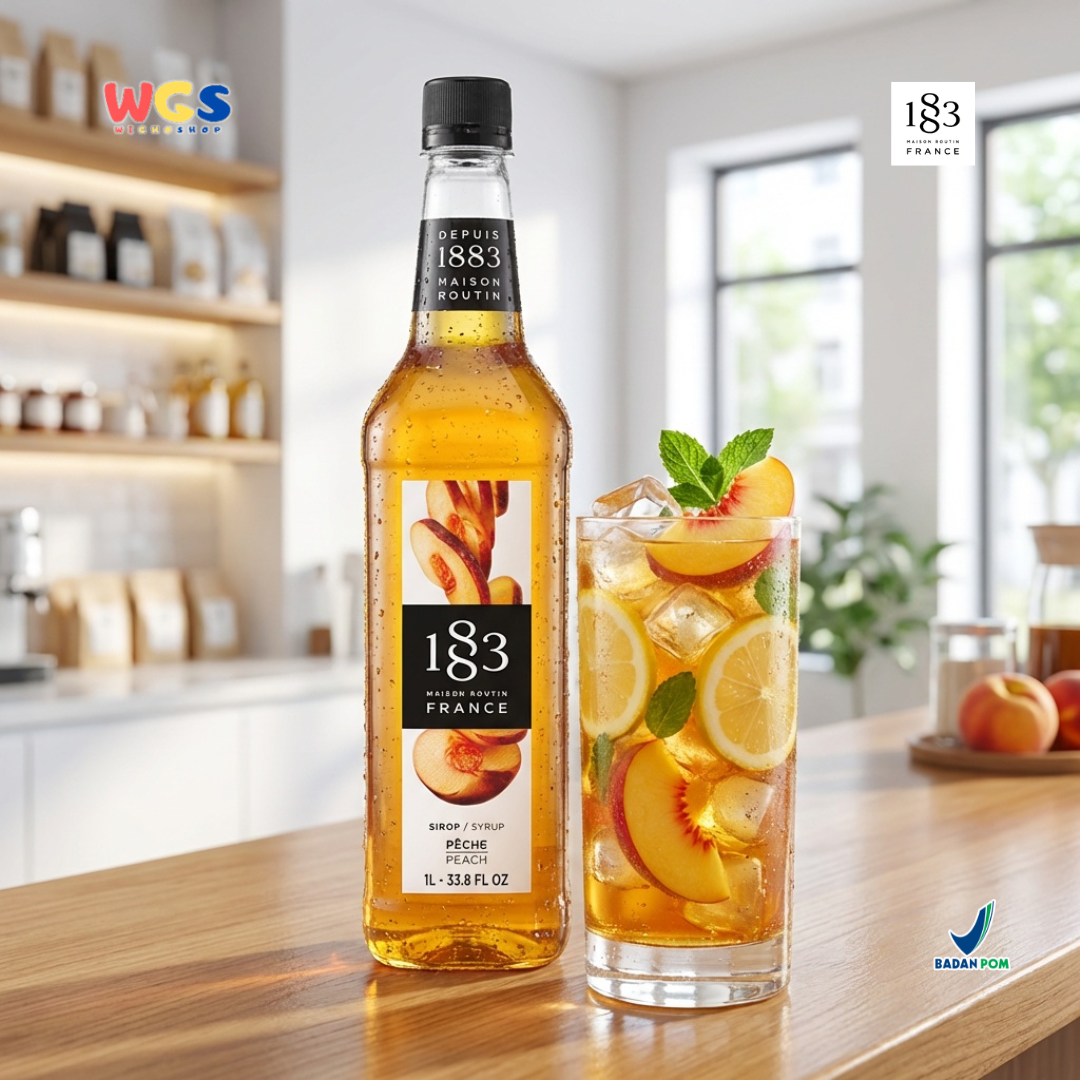 1883 Maison Routin Peach Syrup 1L – Sirup Peach Premium Untuk Mocktail Soda Drink Lemonade Cafe