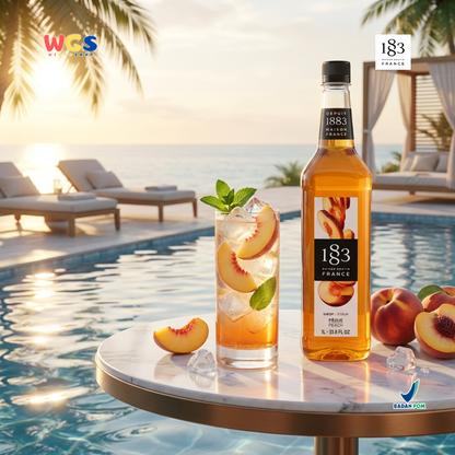 1883 Maison Routin Peach Syrup 1L – Sirup Peach Premium Untuk Mocktail Soda Drink Lemonade Cafe