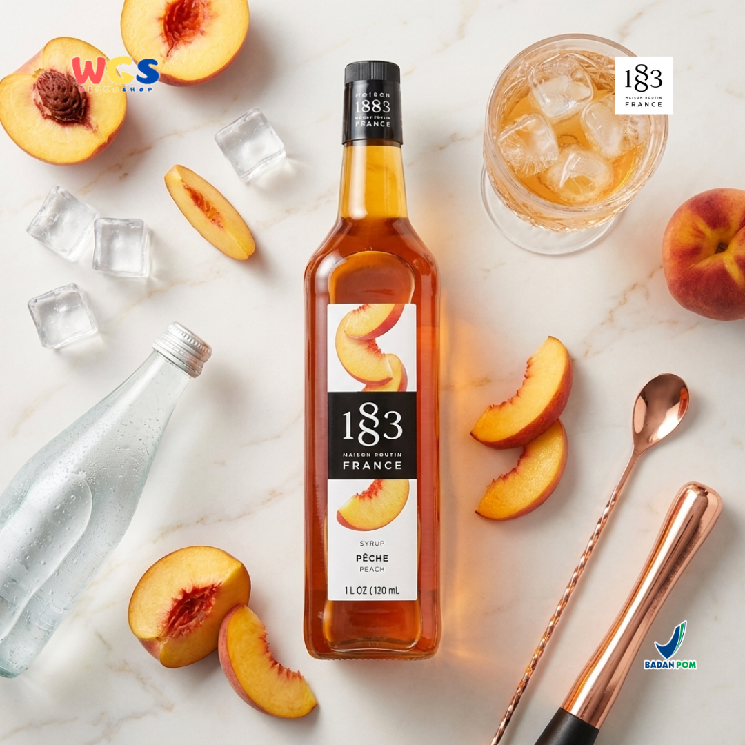 1883 Maison Routin Peach Syrup 1L – Sirup Peach Premium Untuk Mocktail Soda Drink Lemonade Cafe