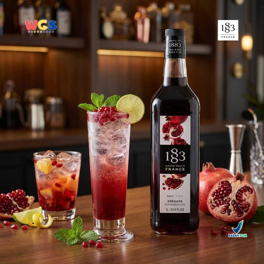 1883 Maison Routin Pomegranate Syrup 1L - Sirup Delima Premium untuk Soda, Mocktail & Tea