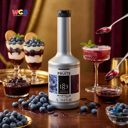 1883 Maison Routin Puree Blueberry 1L - Saus Buah Bluberi Premium untuk Minuman & Dessert