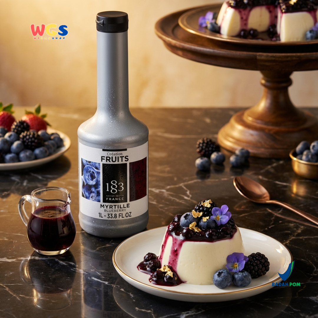 1883 Maison Routin Puree Blueberry 1L - Saus Buah Bluberi Premium untuk Minuman & Dessert