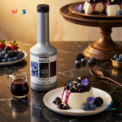 1883 Maison Routin Puree Blueberry 1L - Saus Buah Bluberi Premium untuk Minuman & Dessert