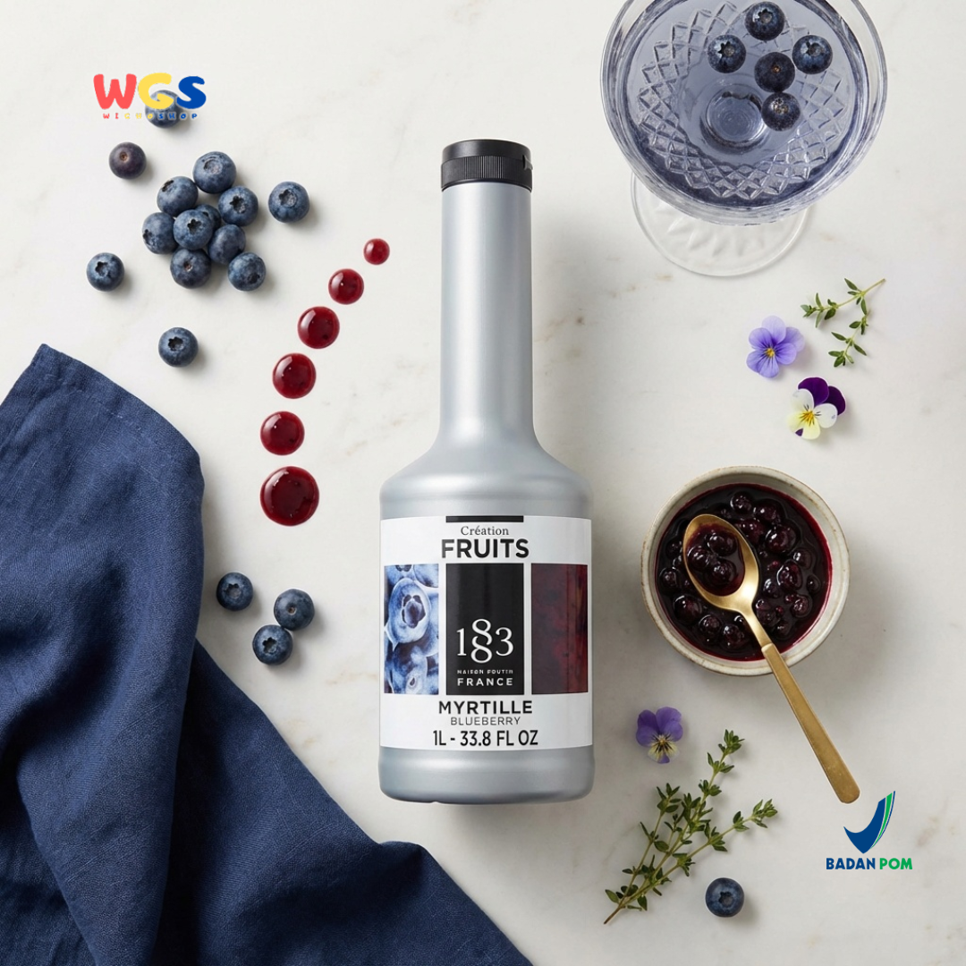 1883 Maison Routin Puree Blueberry 1L - Saus Buah Bluberi Premium untuk Minuman & Dessert