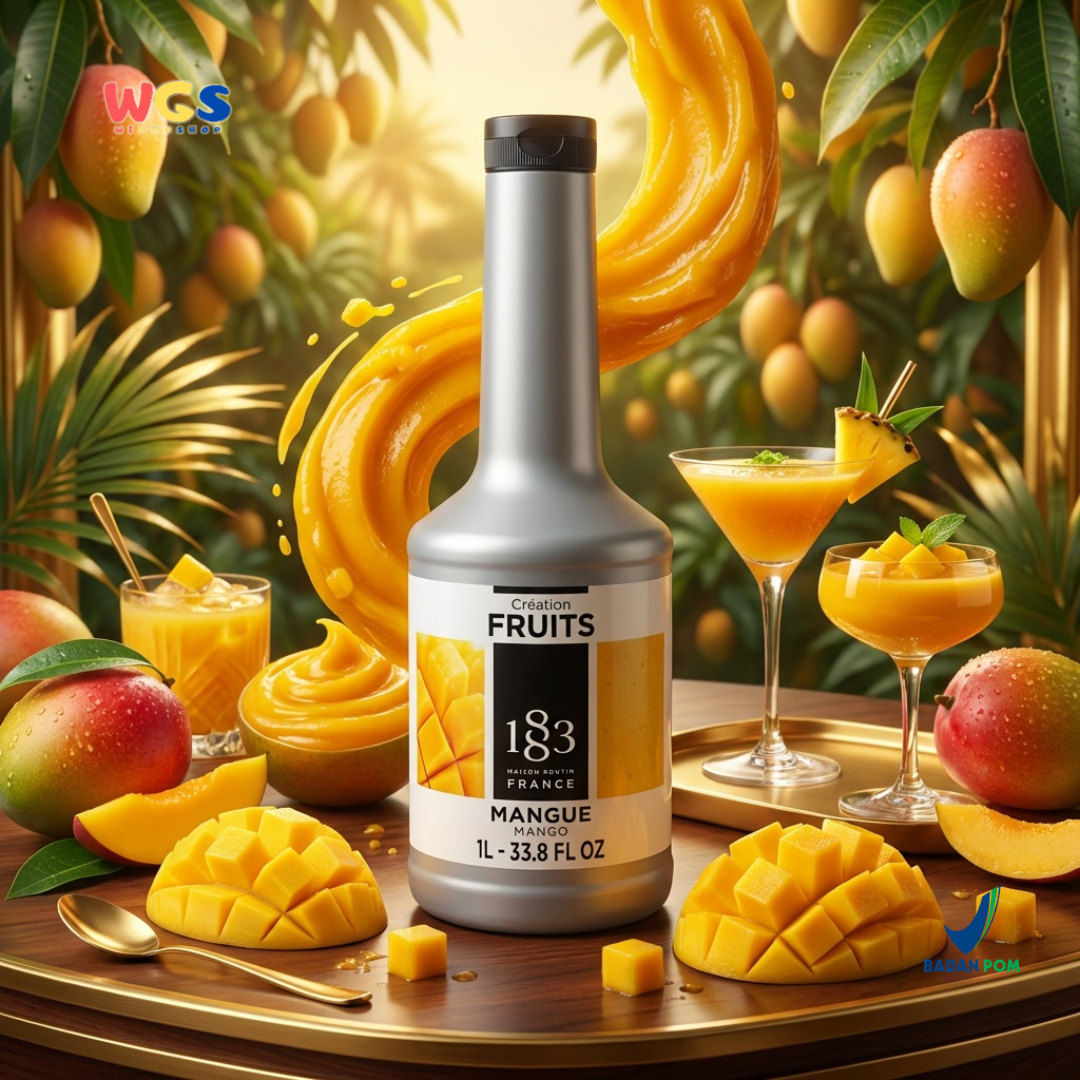 1883 Maison Routin Puree Mangga 1L - Saus Buah Mangga Premium untuk Minuman, Dessert & Cafe