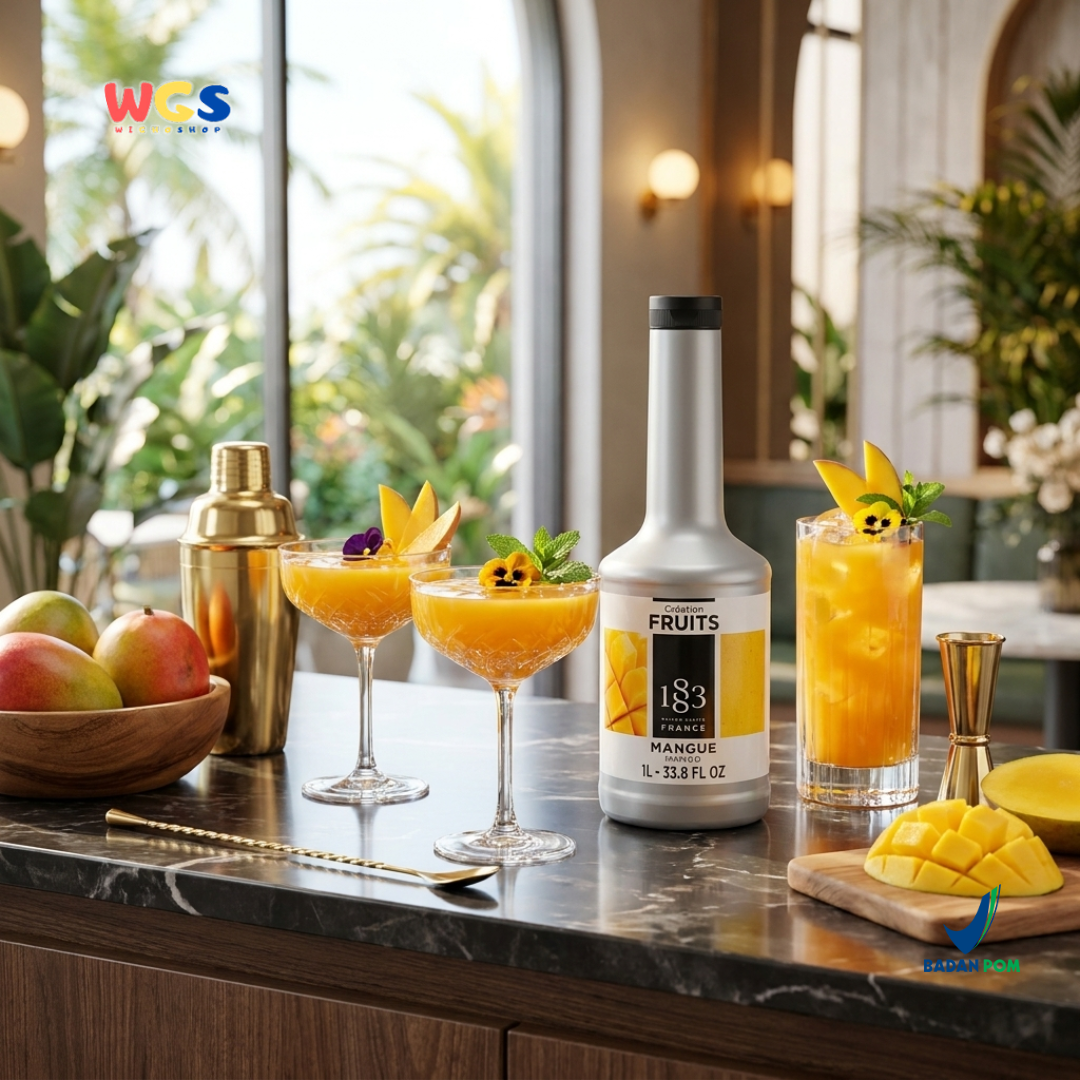 1883 Maison Routin Puree Mangga 1L - Saus Buah Mangga Premium untuk Minuman, Dessert & Cafe