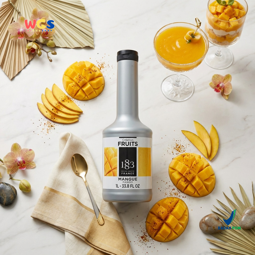 1883 Maison Routin Puree Mangga 1L - Saus Buah Mangga Premium untuk Minuman, Dessert & Cafe