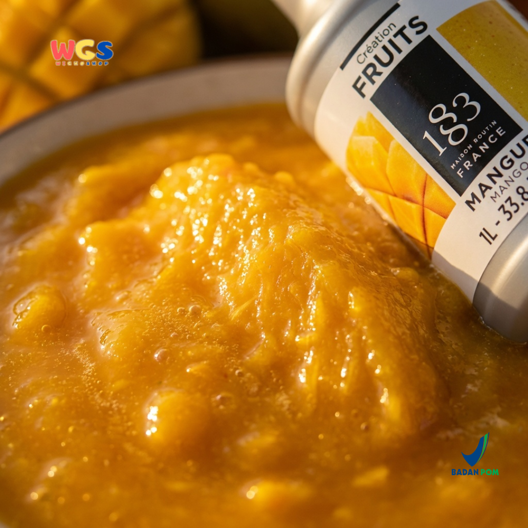 1883 Maison Routin Puree Mangga 1L - Saus Buah Mangga Premium untuk Minuman, Dessert & Cafe