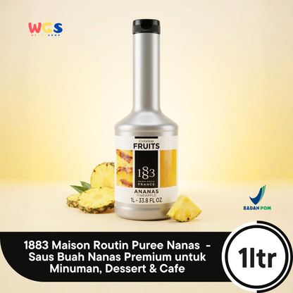 1883 Maison Routin Puree Nanas 1L - Saus Buah Nanas Premium untuk Minuman, Dessert & Cafe