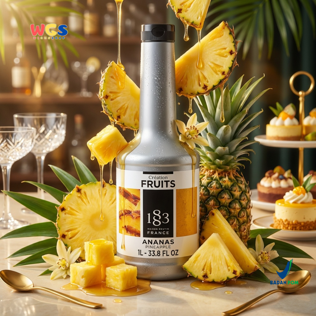 1883 Maison Routin Puree Nanas 1L - Saus Buah Nanas Premium untuk Minuman, Dessert & Cafe