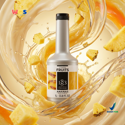 1883 Maison Routin Puree Nanas 1L - Saus Buah Nanas Premium untuk Minuman, Dessert & Cafe