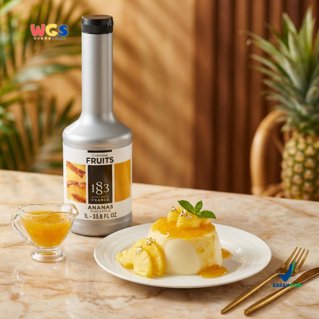 1883 Maison Routin Puree Nanas 1L - Saus Buah Nanas Premium untuk Minuman, Dessert & Cafe