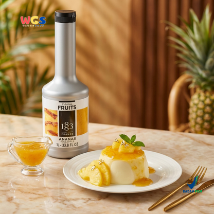 1883 Maison Routin Puree Nanas 1L - Saus Buah Nanas Premium untuk Minuman, Dessert & Cafe