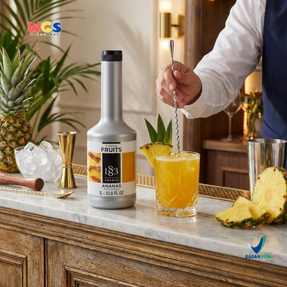 1883 Maison Routin Puree Nanas 1L - Saus Buah Nanas Premium untuk Minuman, Dessert & Cafe