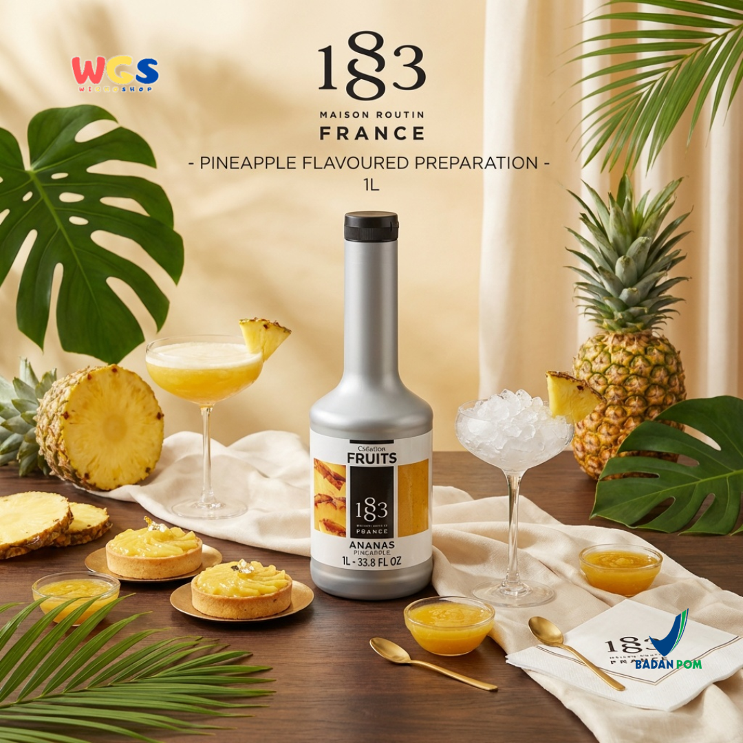 1883 Maison Routin Puree Nanas 1L - Saus Buah Nanas Premium untuk Minuman, Dessert & Cafe
