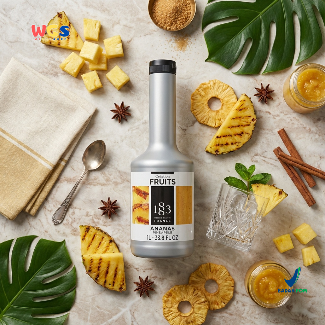 1883 Maison Routin Puree Nanas 1L - Saus Buah Nanas Premium untuk Minuman, Dessert & Cafe