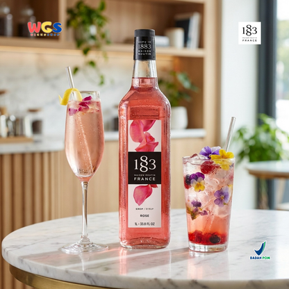 1883 Maison Routin Rose Syrup 1L - Sirup Rose Mawar Syrup Cafe Barista Mocktail