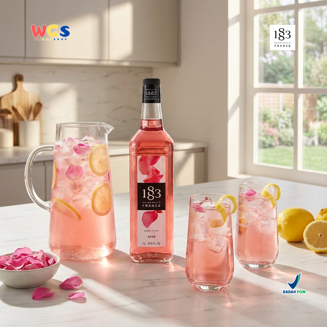 1883 Maison Routin Rose Syrup 1L - Sirup Rose Mawar Syrup Cafe Barista Mocktail