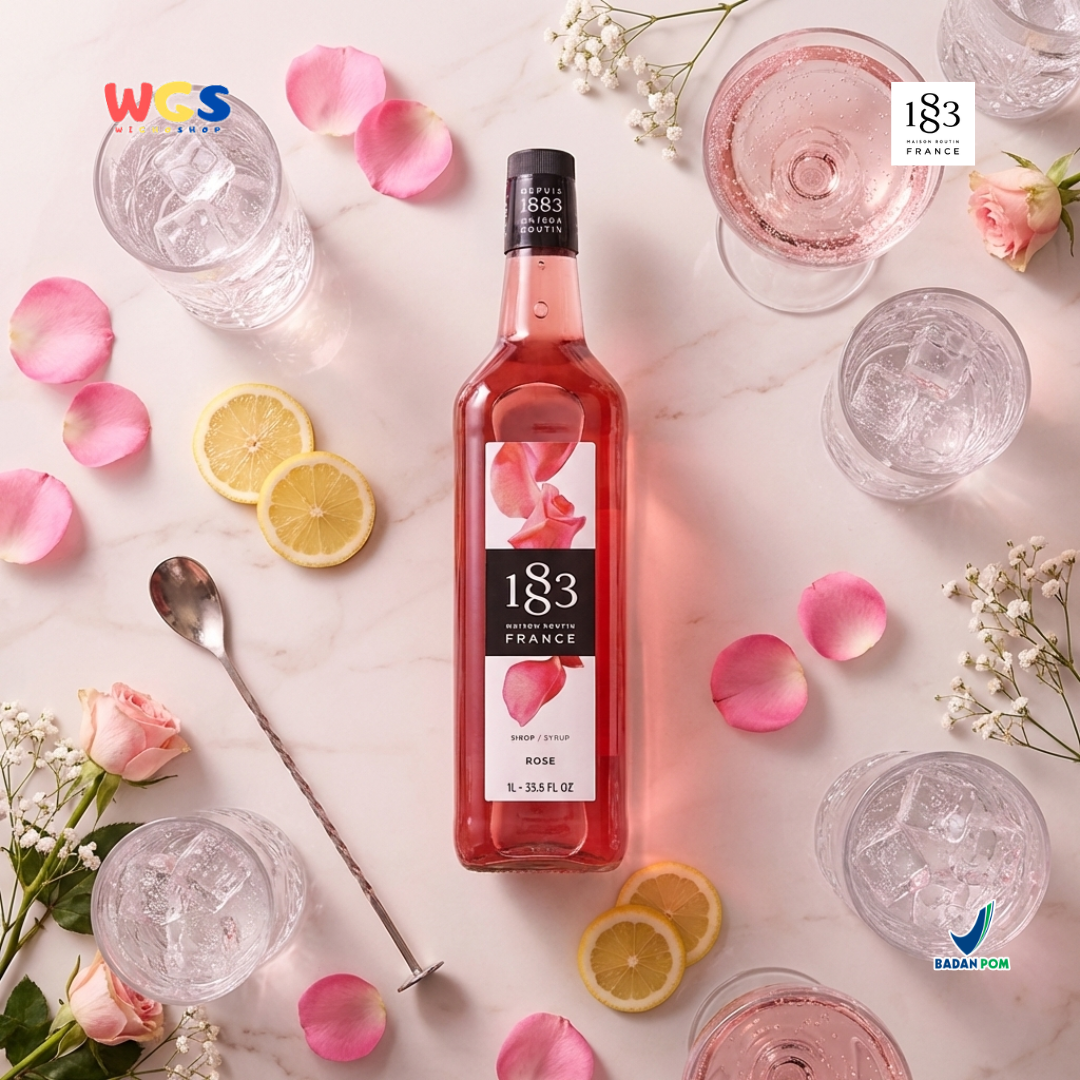 1883 Maison Routin Rose Syrup 1L - Sirup Rose Mawar Syrup Cafe Barista Mocktail