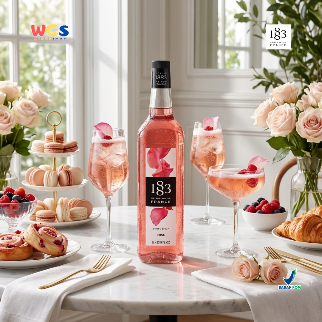 1883 Maison Routin Rose Syrup 1L - Sirup Rose Mawar Syrup Cafe Barista Mocktail