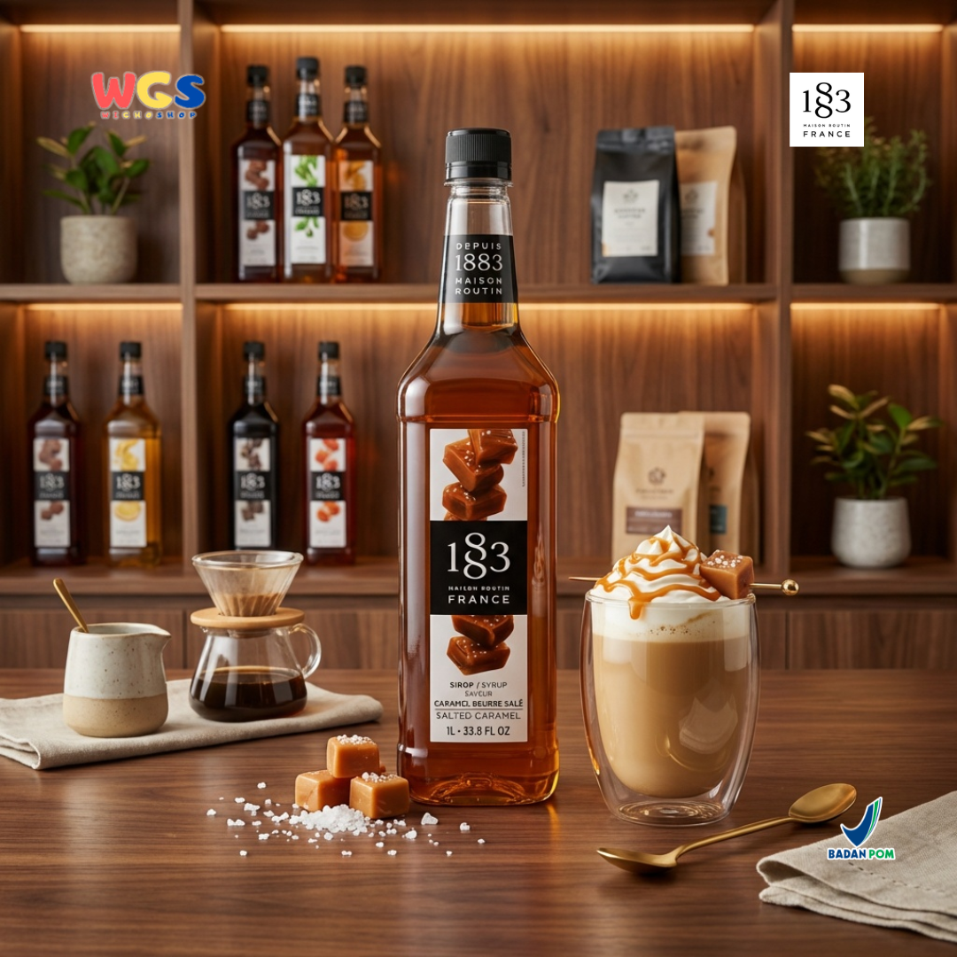 1883 Maison Routin Salted Caramel Syrup 1L – Sirup Salted Caramel Premium Untuk Kopi Latte Mocktail