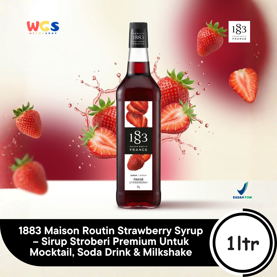 1883 Maison Routin Strawberry Syrup 1L – Sirup Stroberi Premium Untuk Mocktail Soda Drink Lemonade Cafe