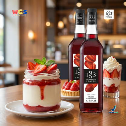 1883 Maison Routin Strawberry Syrup 1L – Sirup Stroberi Premium Untuk Mocktail Soda Drink Lemonade Cafe