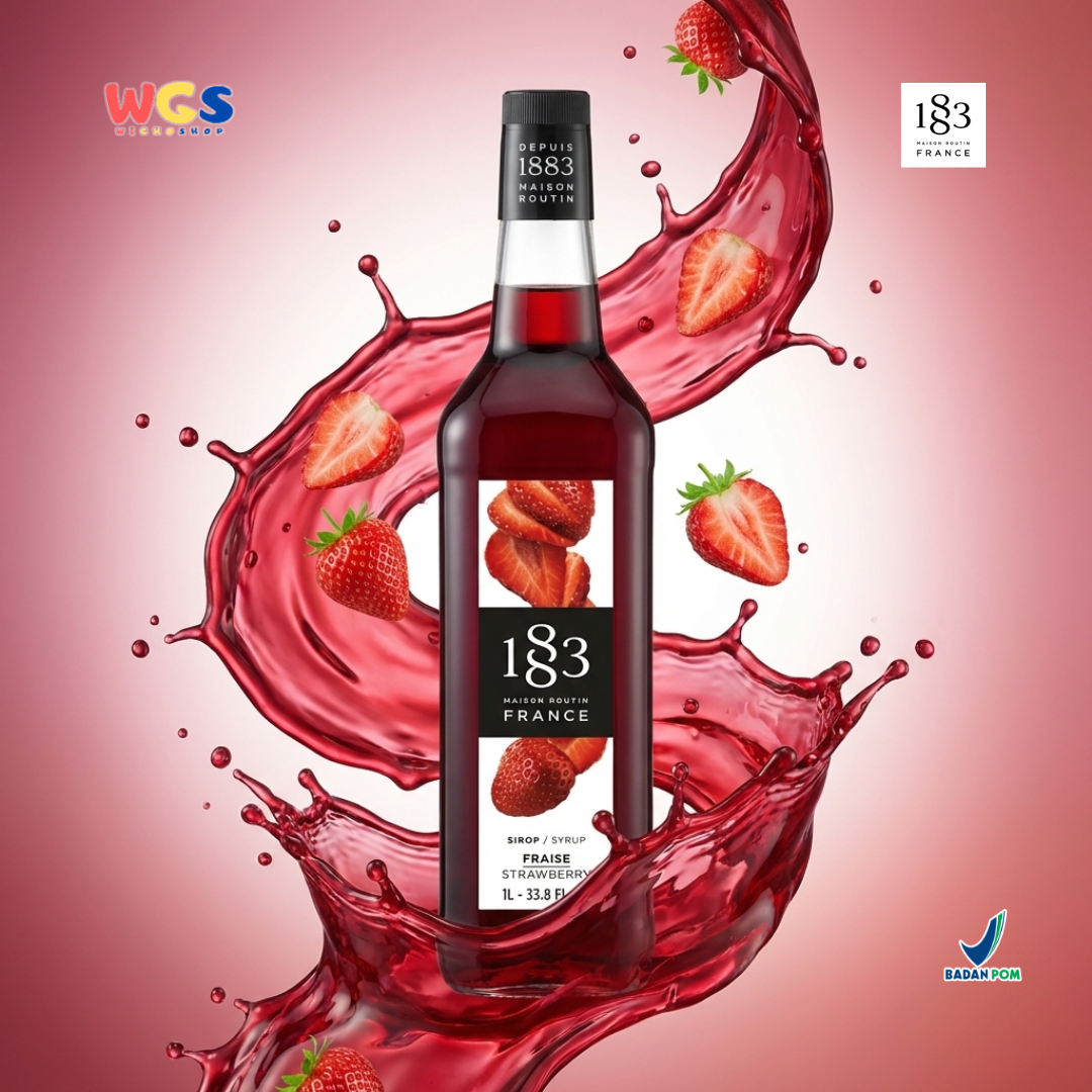1883 Maison Routin Strawberry Syrup 1L – Sirup Stroberi Premium Untuk Mocktail Soda Drink Lemonade Cafe