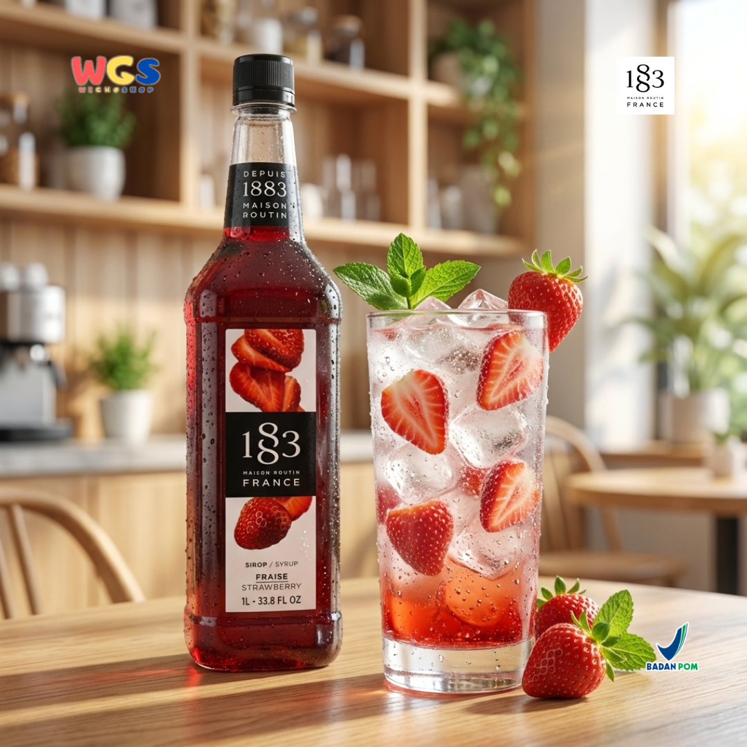 1883 Maison Routin Strawberry Syrup 1L – Sirup Stroberi Premium Untuk Mocktail Soda Drink Lemonade Cafe