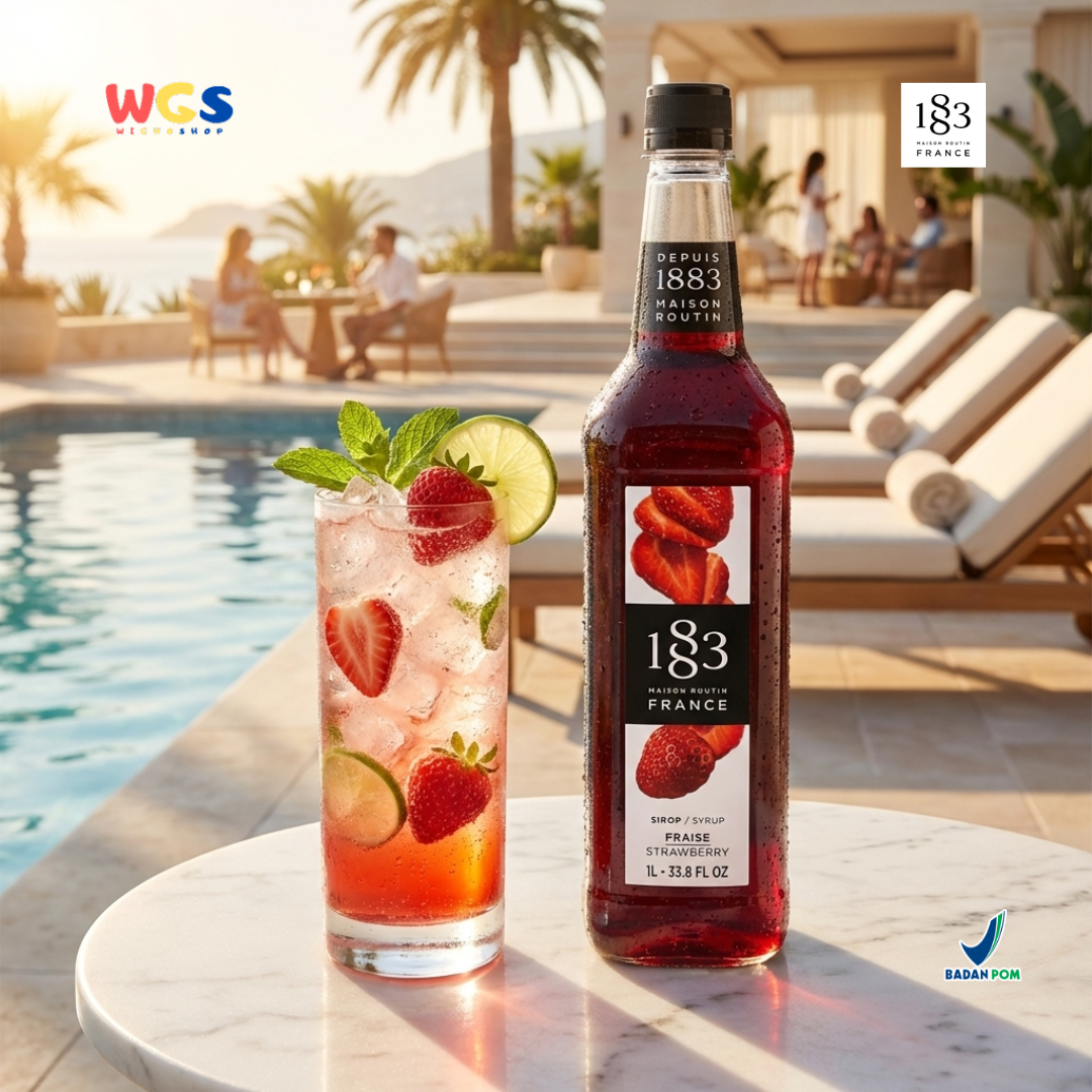 1883 Maison Routin Strawberry Syrup 1L – Sirup Stroberi Premium Untuk Mocktail Soda Drink Lemonade Cafe