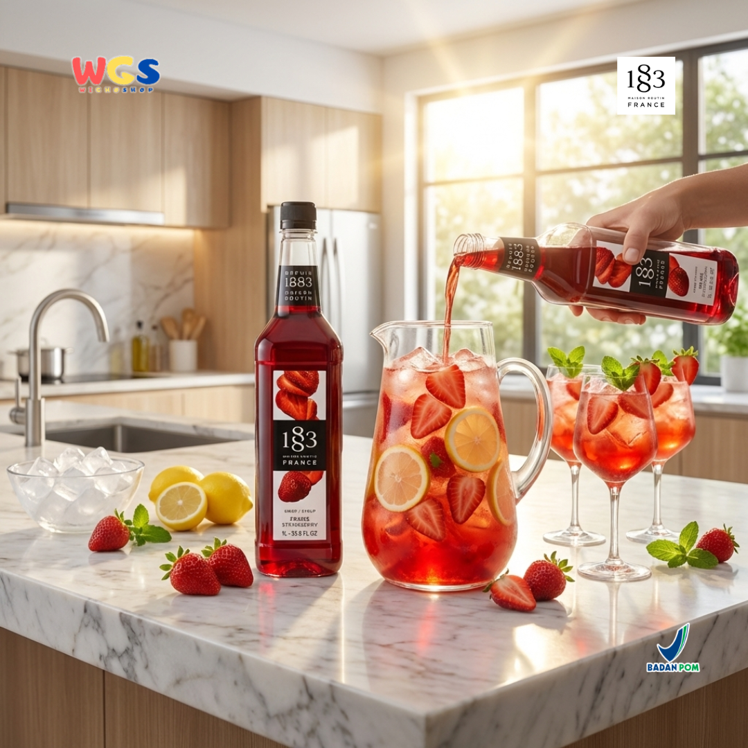 1883 Maison Routin Strawberry Syrup 1L – Sirup Stroberi Premium Untuk Mocktail Soda Drink Lemonade Cafe