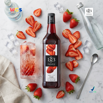 1883 Maison Routin Strawberry Syrup 1L – Sirup Stroberi Premium Untuk Mocktail Soda Drink Lemonade Cafe