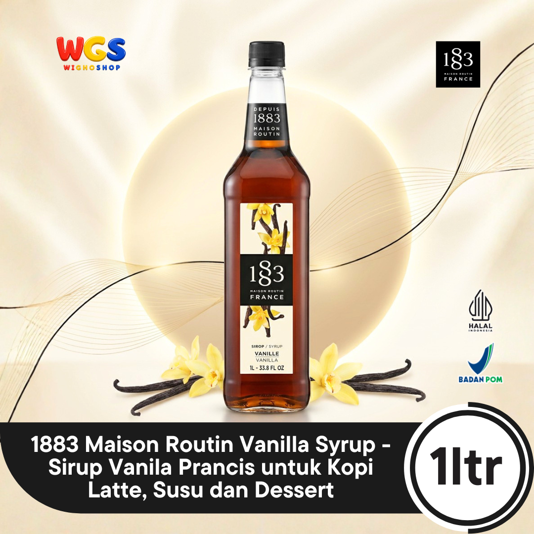 1883 Maison Routin Vanilla Syrup 1L - Sirup Vanila Prancis untuk Kopi Latte, Susu dan Dessert