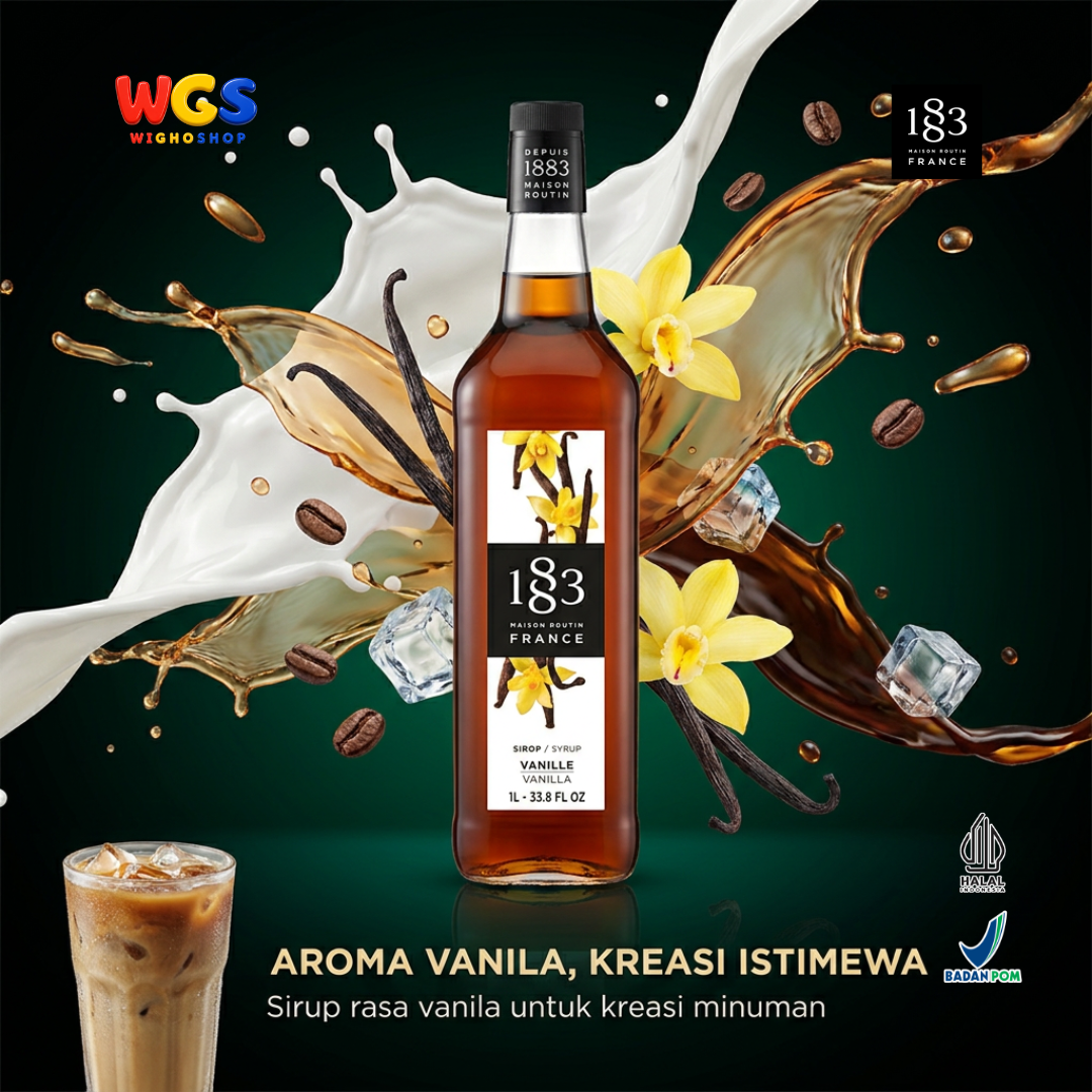 1883 Maison Routin Vanilla Syrup 1L - Sirup Vanila Prancis untuk Kopi Latte, Susu dan Dessert