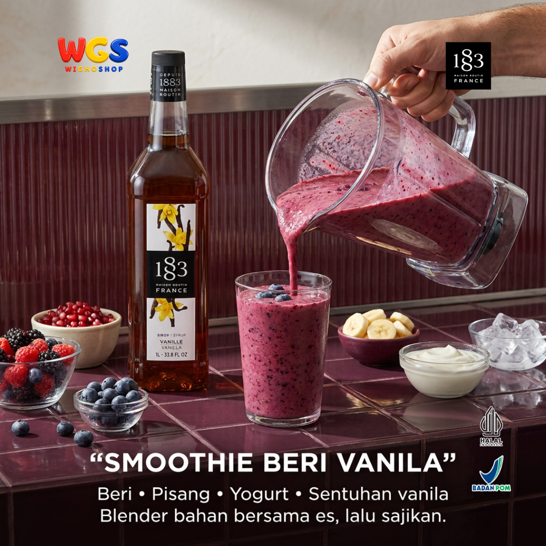 1883 Maison Routin Vanilla Syrup 1L - Sirup Vanila Prancis untuk Kopi Latte, Susu dan Dessert