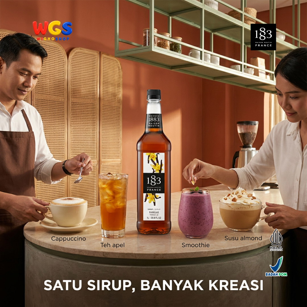 1883 Maison Routin Vanilla Syrup 1L - Sirup Vanila Prancis untuk Kopi Latte, Susu dan Dessert