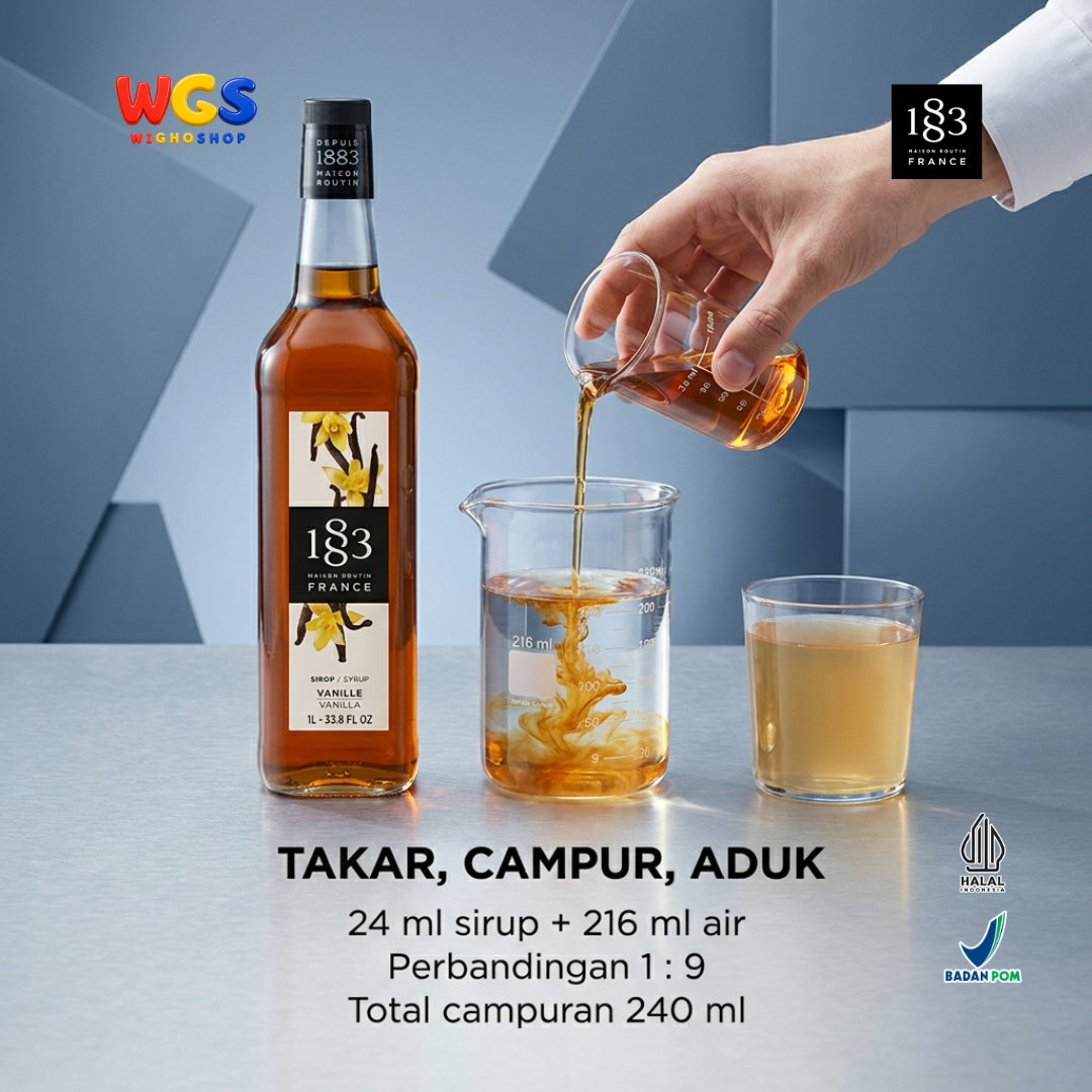 1883 Maison Routin Vanilla Syrup 1L - Sirup Vanila Prancis untuk Kopi Latte, Susu dan Dessert