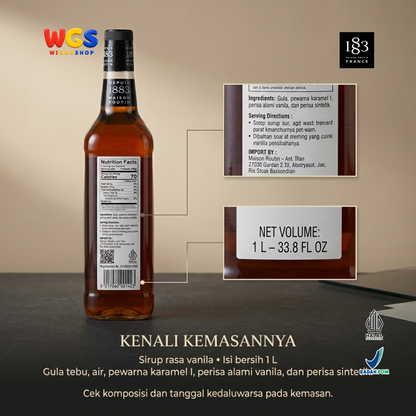 1883 Maison Routin Vanilla Syrup 1L - Sirup Vanila Prancis untuk Kopi Latte, Susu dan Dessert