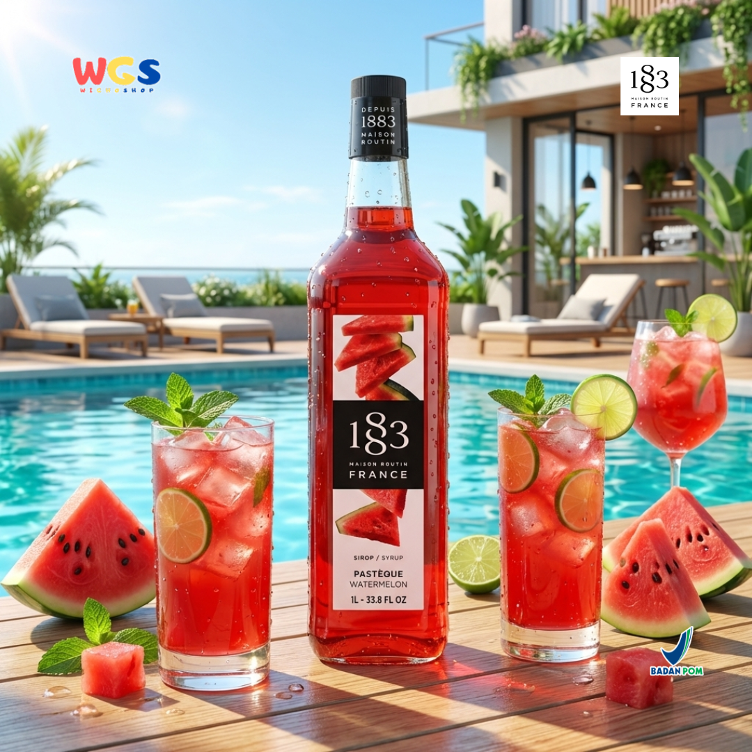 1883 Maison Routin Watermelon Syrup 1L – Sirup Semangka Premium untuk Soda, Mocktail & Tea