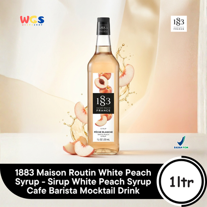 1883 Maison Routin White Peach Syrup 1L - Sirup White Peach Syrup Cafe Barista Mocktail Drink