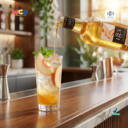 1883 Maison Routin White Peach Syrup 1L - Sirup White Peach Syrup Cafe Barista Mocktail Drink