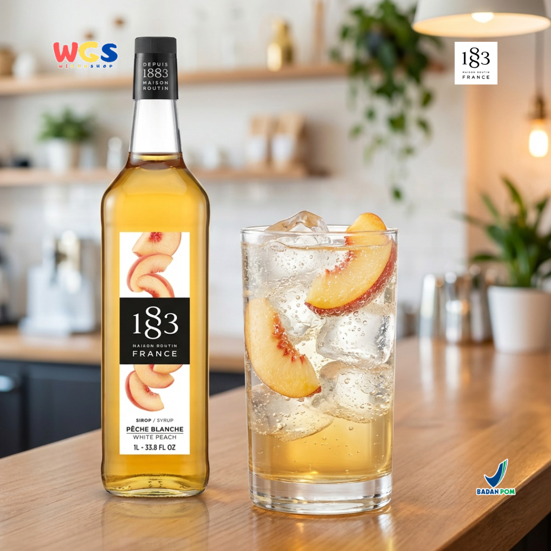1883 Maison Routin White Peach Syrup 1L - Sirup White Peach Syrup Cafe Barista Mocktail Drink