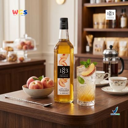1883 Maison Routin White Peach Syrup 1L - Sirup White Peach Syrup Cafe Barista Mocktail Drink