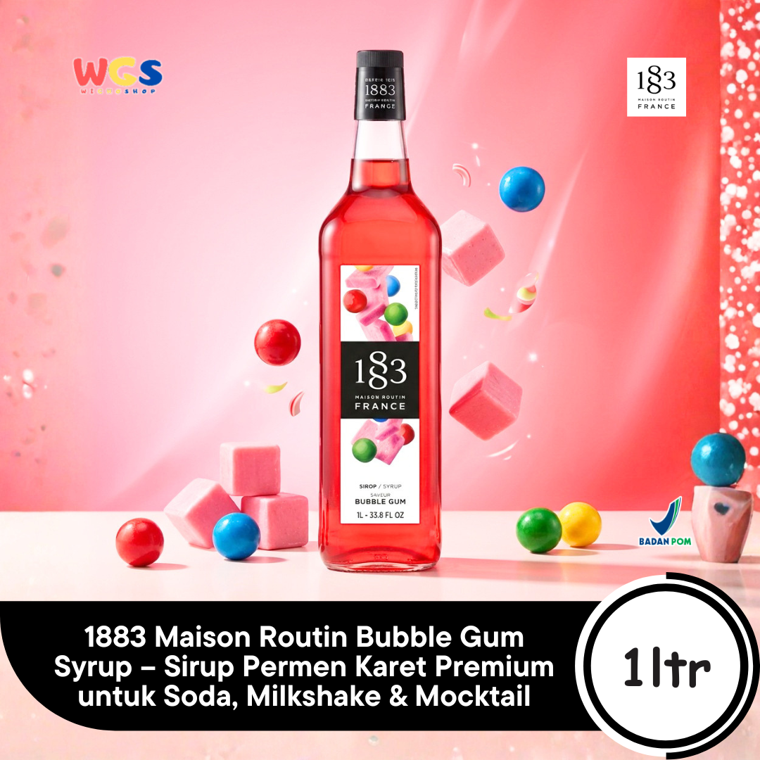 1883 Maison Routin Bubble Gum Syrup 1L – Sirup Permen Karet Premium untuk Soda, Milkshake & Mocktail