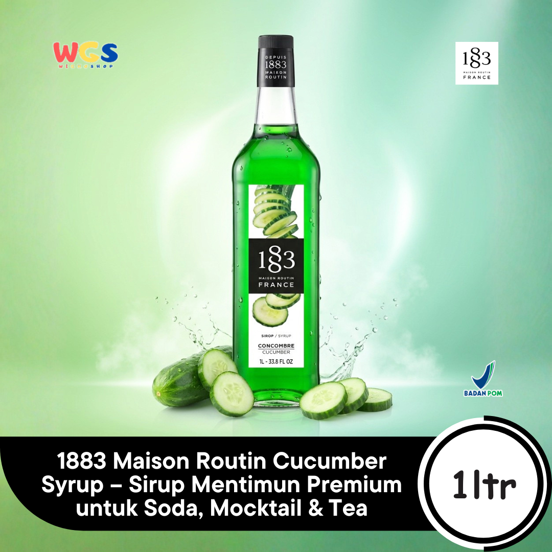 1883 Maison Routin Cucumber Syrup 1L – Sirup Mentimun Premium untuk Soda, Mocktail & Tea