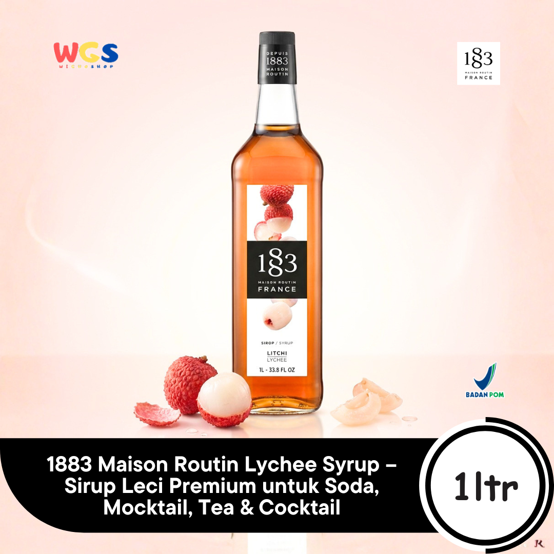 1883 Maison Routin Lychee Syrup 1L – Sirup Leci Premium untuk Soda, Mocktail, Tea & Cocktail