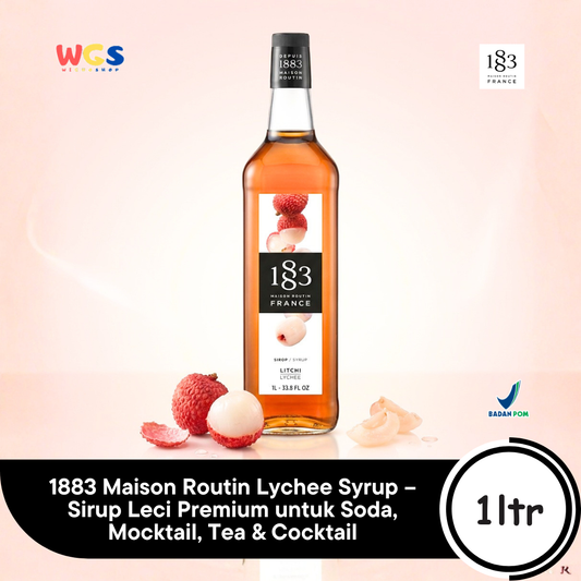 1883 Maison Routin Lychee Syrup 1L – Sirup Leci Premium untuk Soda, Mocktail, Tea & Cocktail