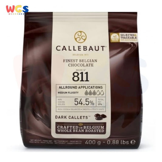Callebaut Dark Chocolate Callets 811 400g – Cokelat Belgia 54.5% Kakao untuk Baking & Praline