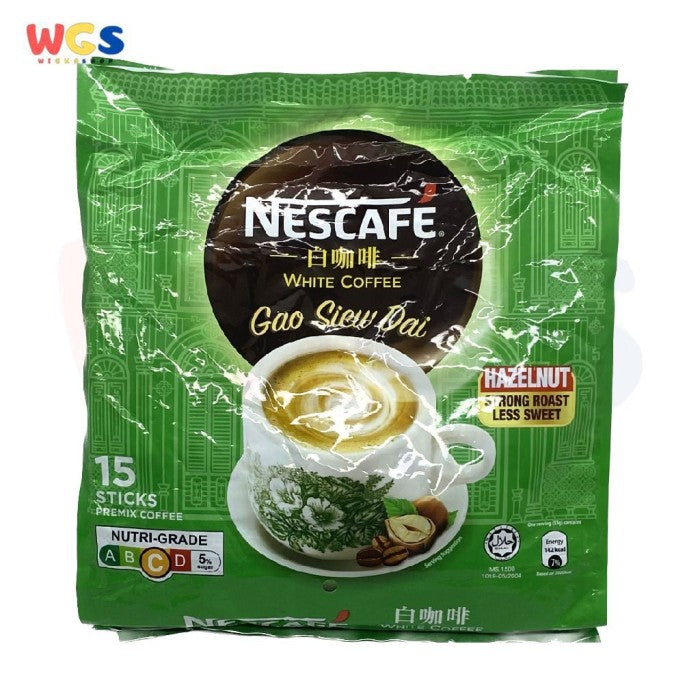 Nescafe White Coffee Gao Siew Dai Hazelnut Stong Roast Less Sweet 15s