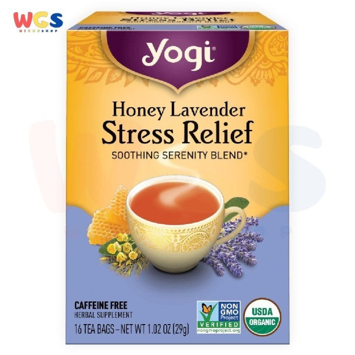 Yogi Tea Honey Lavender Stress Relief Caffeine Free 16 Tea Bags 29gr